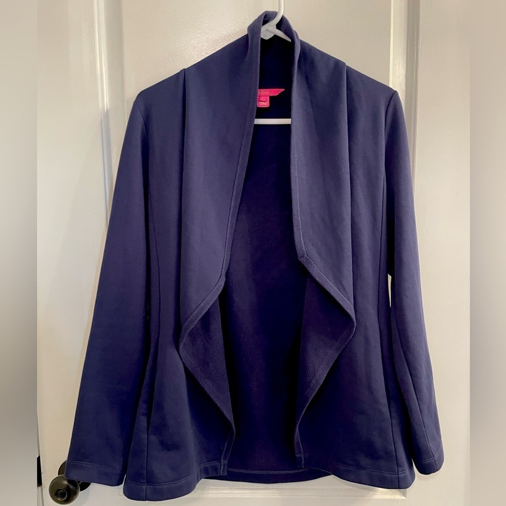 Lilly Pulitzer Galia Fleece Wrap In True Navy Cardigan Small
